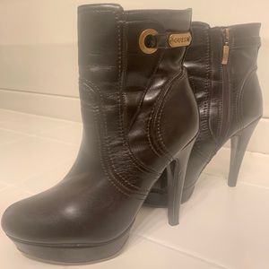 Guess Brown Leather High Heel Boots Size 7